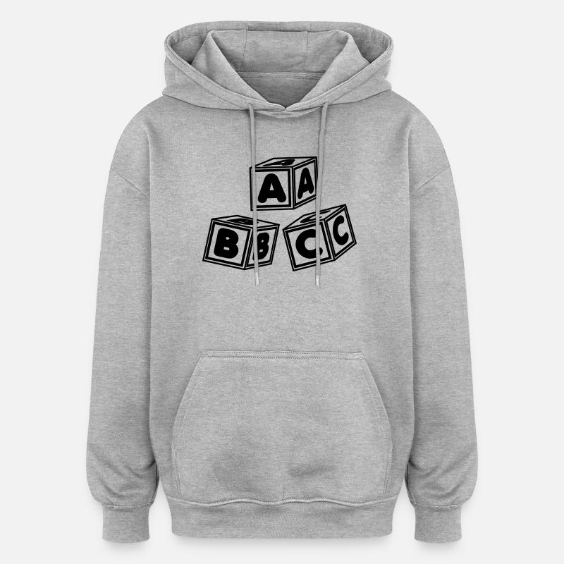 Blocs ABC - Sweat à capuche oversize unisexe - gris chiné