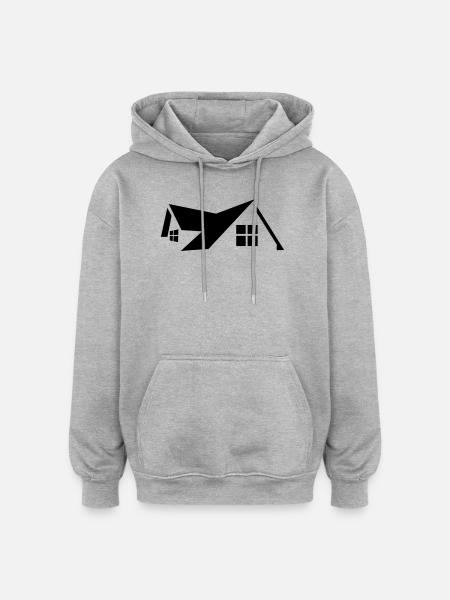 Logo maison - Sweat à capuche oversize unisexe - gris chiné