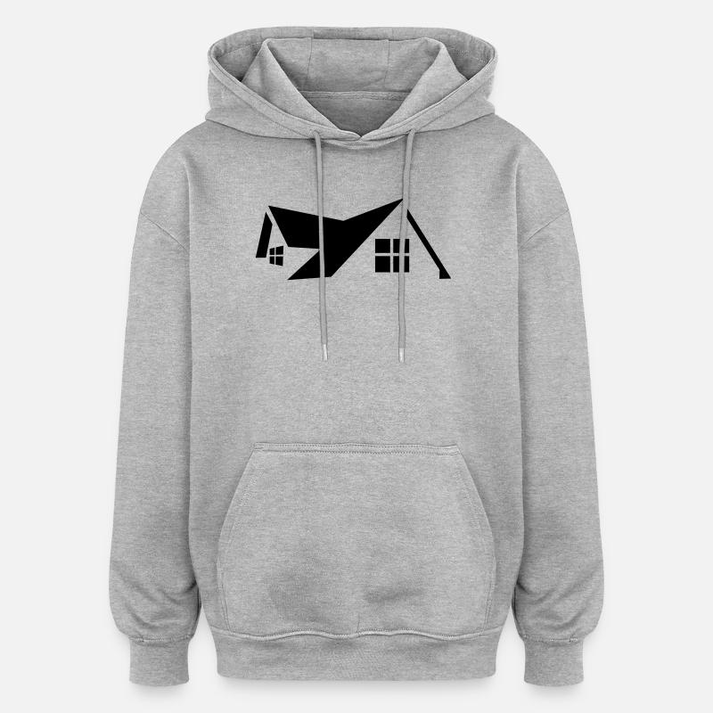 Logo Haus - Oversized Unisex Hoodie - Grau meliert