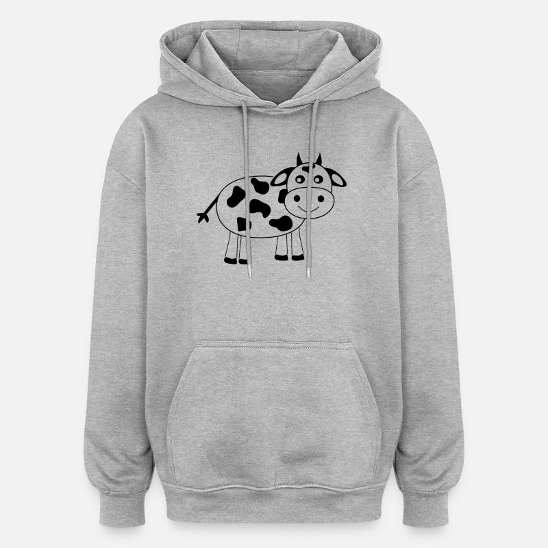 Bande dessinée noire de vache - Sweat à capuche oversize unisexe - gris chiné