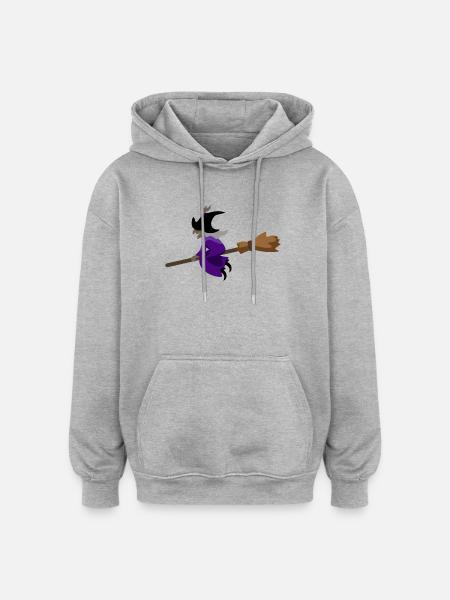 Witch flies on the broom - Oversized Unisex Hoodie - heather grey