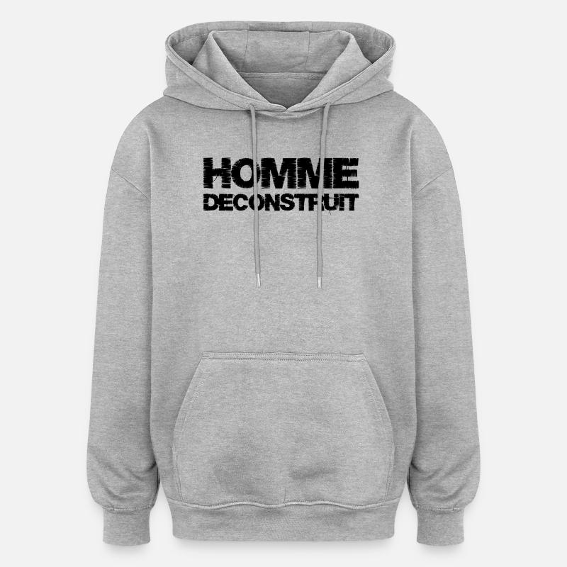 Homme déconstruit - Sweat à capuche oversize unisexe - gris chiné