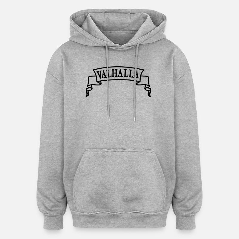 Walhalla im Banner - Oversized Unisex Hoodie - Grau meliert