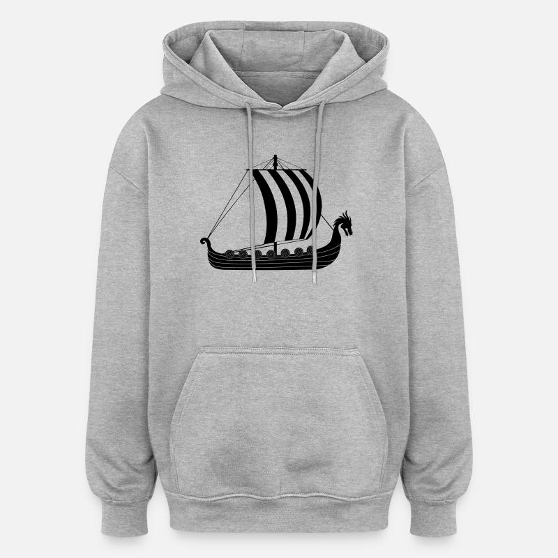 Wikinger-Drachenschiff - Oversized Unisex Hoodie - Grau meliert