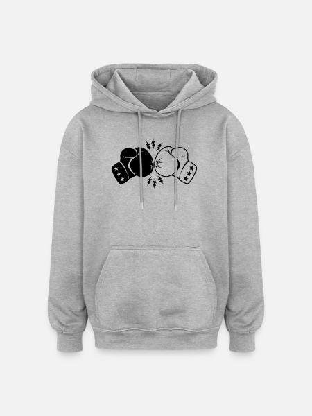 Boxboxhandschuhe Kontakt mit Blitz - Oversized Unisex Hoodie - Grau meliert