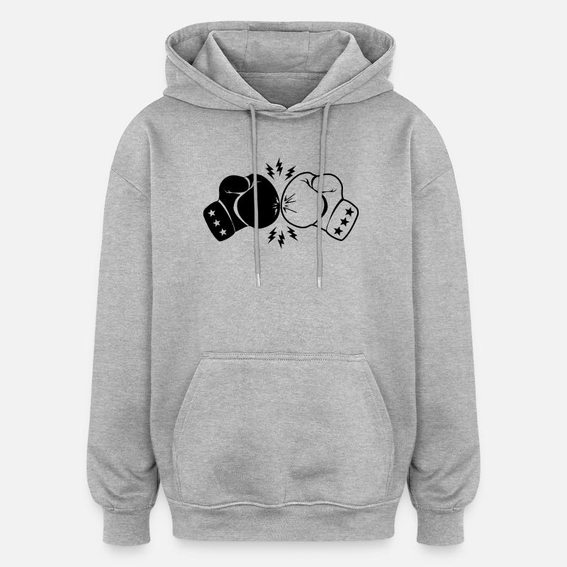 Boxboxhandschuhe Kontakt mit Blitz - Oversized Unisex Hoodie - Grau meliert