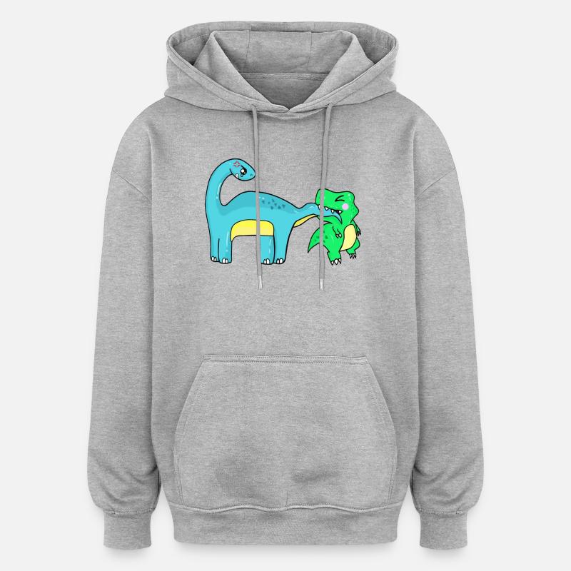 Image de l’espace réservé Dino - Sweat à capuche oversize unisexe - gris chiné
