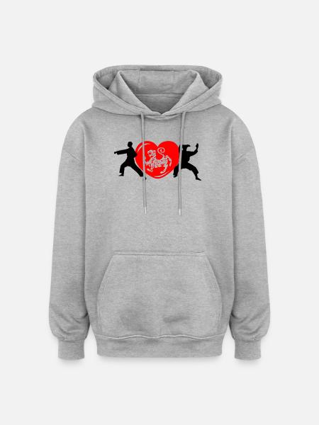 Shotokan karate heart with tiger - Oversized Unisex Hoodie - heather grey