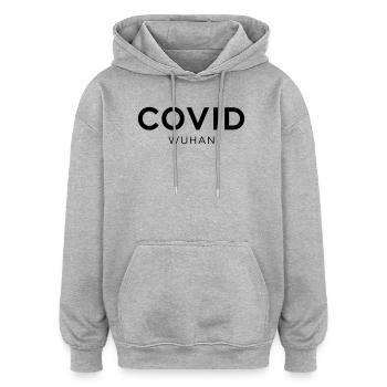 Covid Wuhan - Sweat à capuche oversize unisexe - gris chiné - Devant - Noah (186cm)