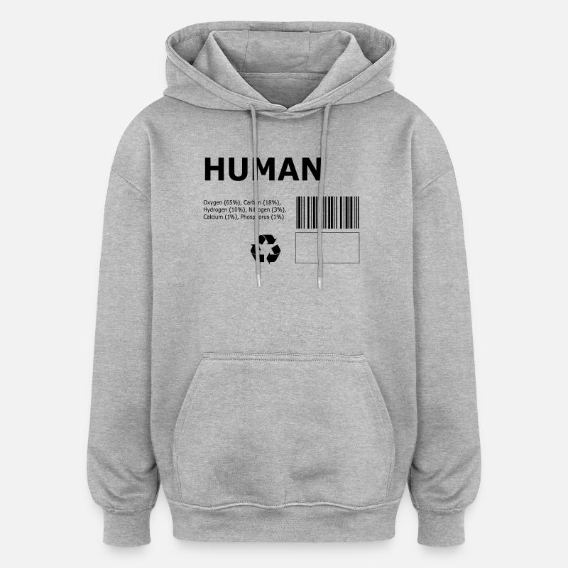 Mensch - Oversized Unisex Hoodie - Grau meliert