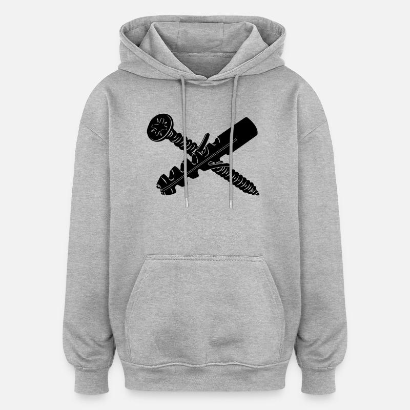 Vis et bouchon pour mur - Sweat à capuche oversize unisexe - gris chiné