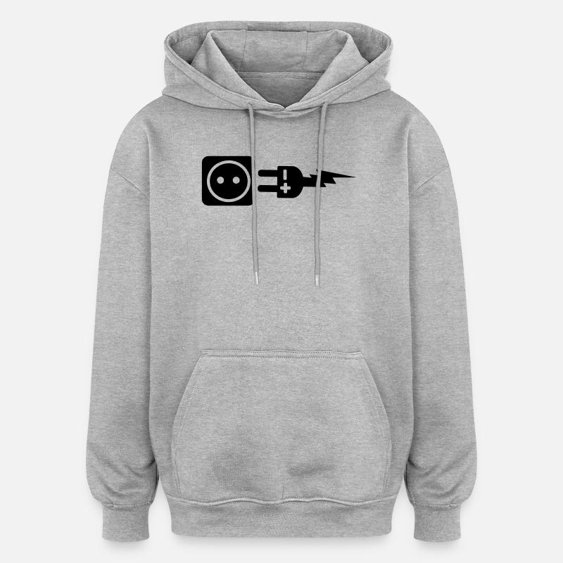 Plug plus and minus - Oversized Unisex Hoodie - heather grey
