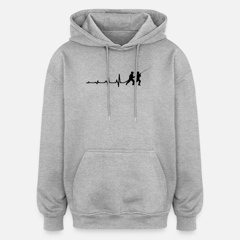 Fire Brigade Heartbeat Gift Pulse - Oversized Unisex Hoodie - heather grey