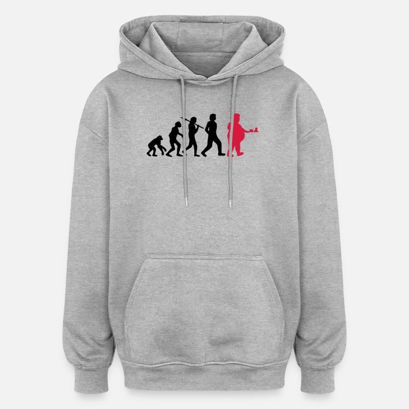 Évolution de la restauration rapide - Sweat à capuche oversize unisexe - gris chiné