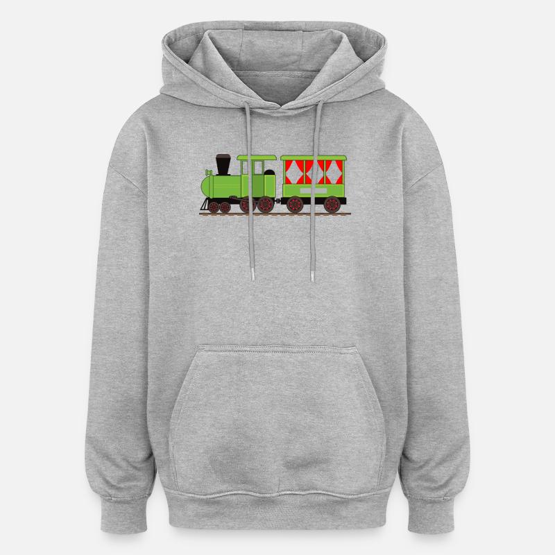 Dampflok Zug Eisenbahn - Oversized Unisex Hoodie - Grau meliert