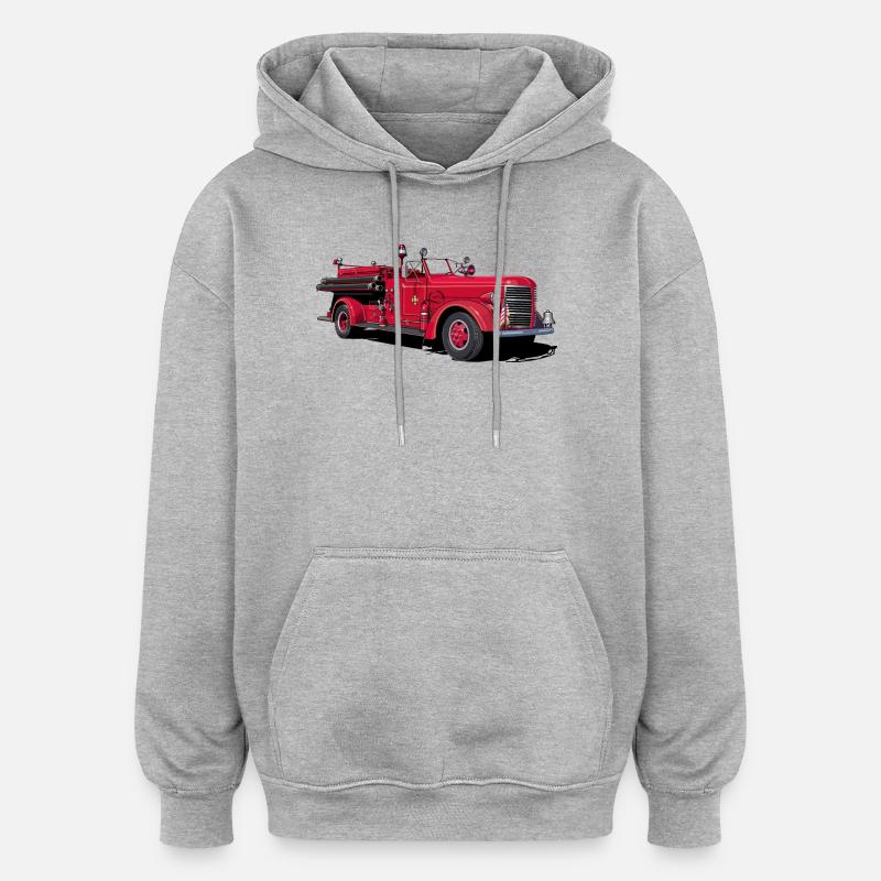 Voiture de collection de pompier - Sweat à capuche oversize unisexe - gris chiné