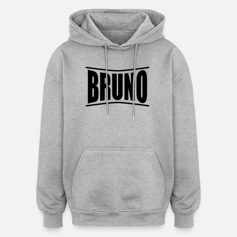 Idée cadeau t-shirt Bruno - Sweat à capuche oversize unisexe - gris chiné
