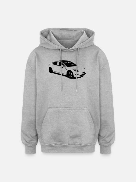 Elbil Tesla Model 3 elbil - Oversize unisex hoodie - grå meleret