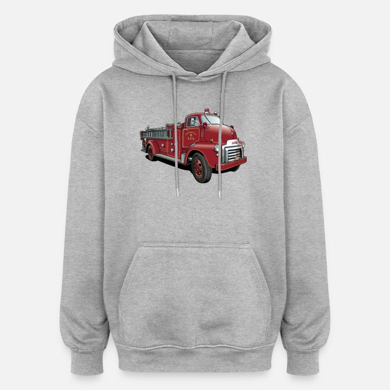 Pompiers des États-Unis - Sweat à capuche oversize unisexe - gris chiné