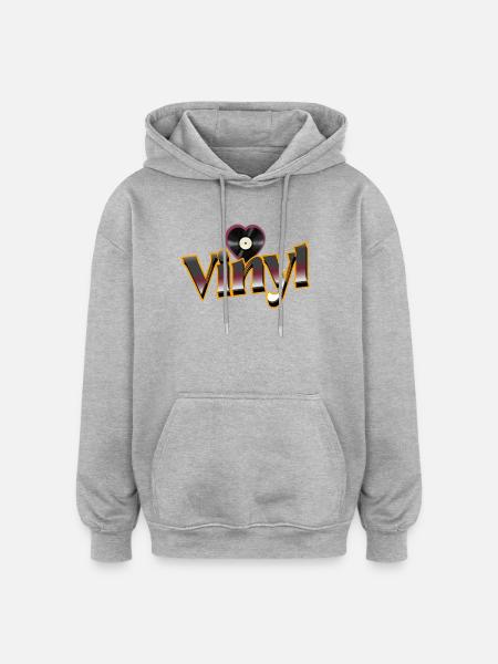 Vinyle Love - Sweat à capuche oversize unisexe - gris chiné