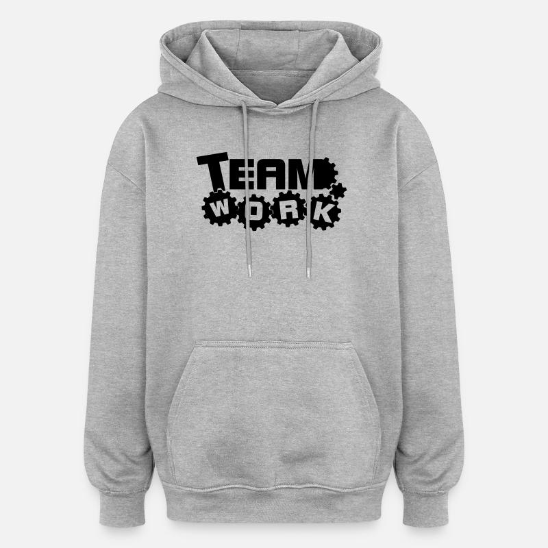 Travail d’équipe 1 - Sweat à capuche oversize unisexe - gris chiné