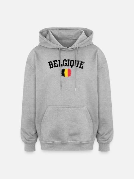 Belgian Flag Brushstroke - Oversized Unisex Hoodie - heather grey