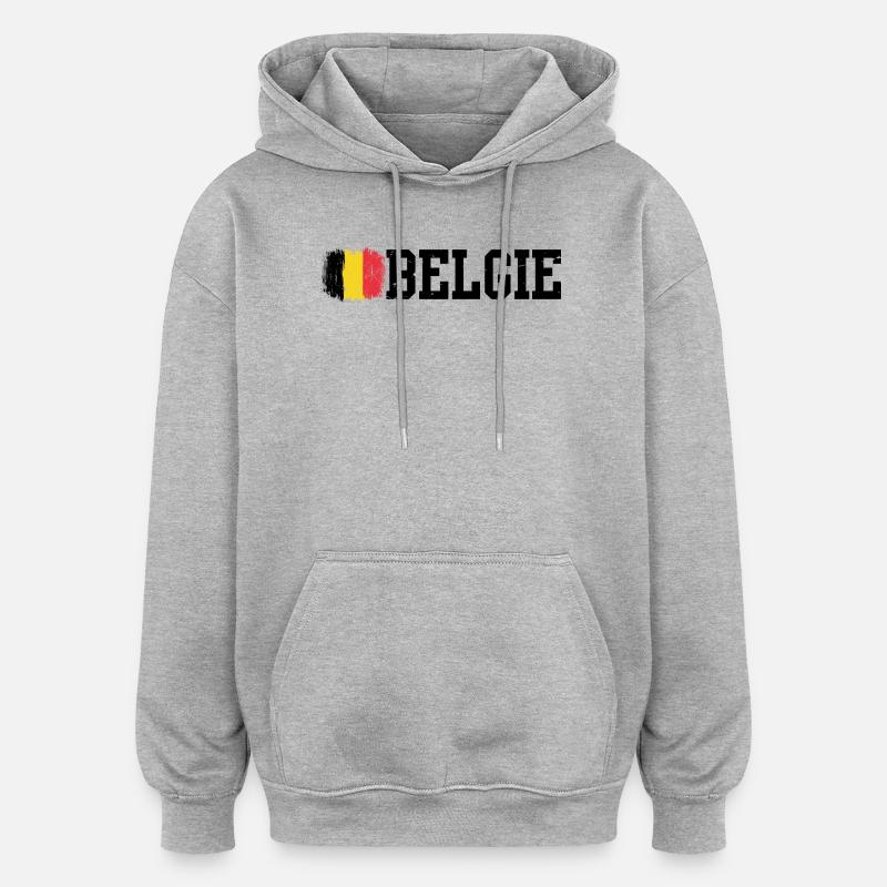 Coup de pinceau Drapeau belge - Sweat à capuche oversize unisexe - gris chiné