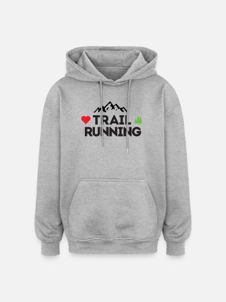 I Love Trail Running - Oversized Unisex Hoodie - heather grey