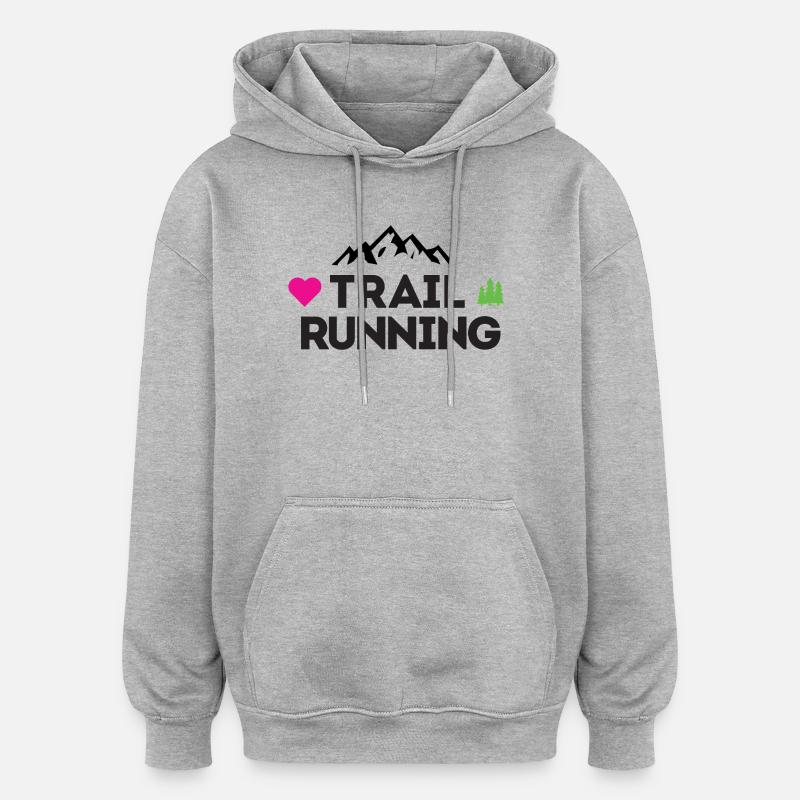 Ich liebe Trailrunning - Oversized Unisex Hoodie - Grau meliert