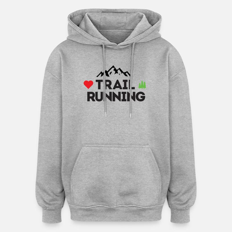 Ich liebe Trailrunning - Oversized Unisex Hoodie - Grau meliert