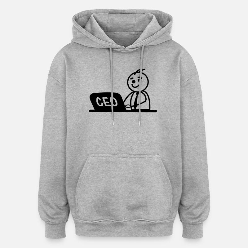 CEO von Arbeitslaptop - Oversized Unisex Hoodie - Grau meliert