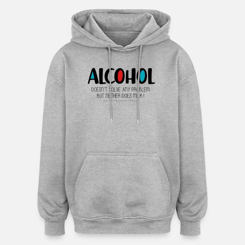 Alcool - Sweat à capuche oversize unisexe - gris chiné