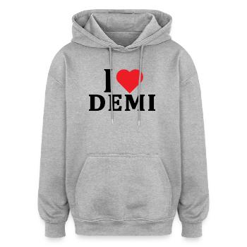 T-Shirt Ich liebe Demi T-Shirt Geschenkidee - Oversized Unisex Hoodie - Grau meliert - Vorne - Noah (186cm)