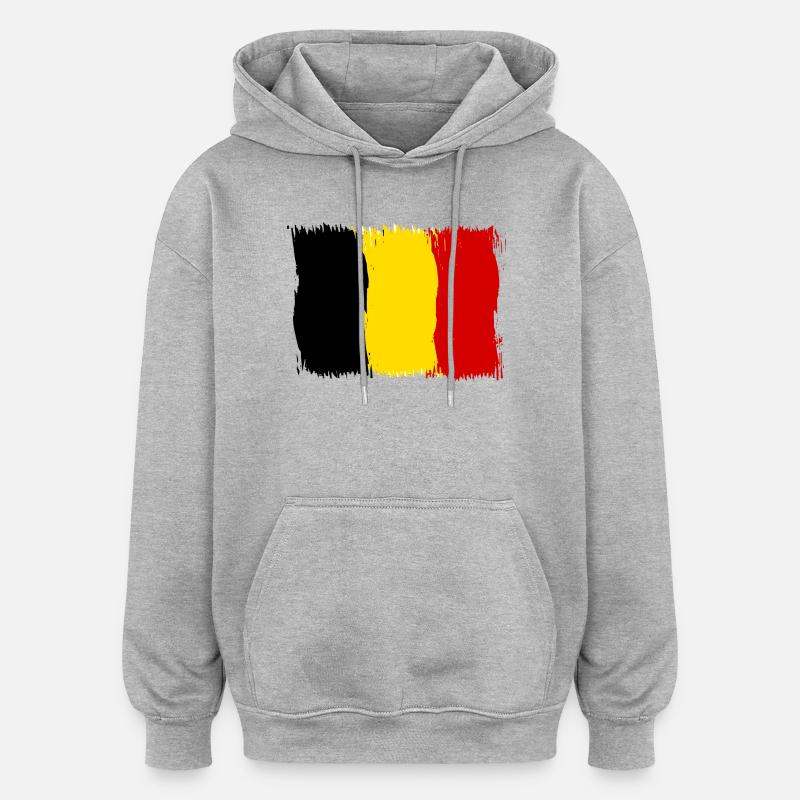 Belgique Drapeau Belge Drapeau Cadeau - Sweat à capuche oversize unisexe - gris chiné