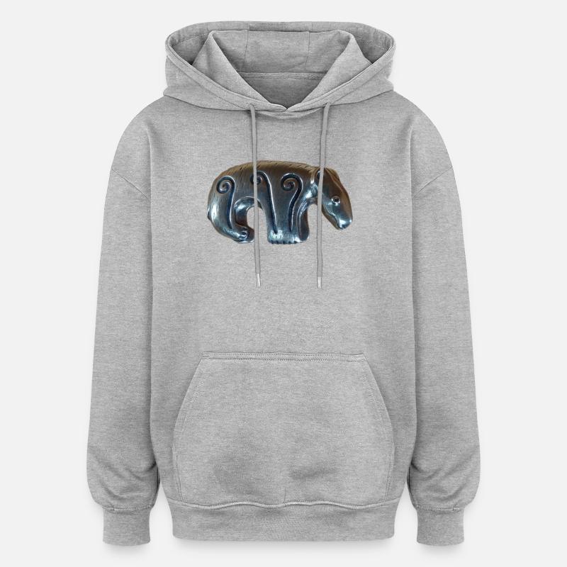 Kalevala Silberbär - Oversized Unisex Hoodie - Grau meliert