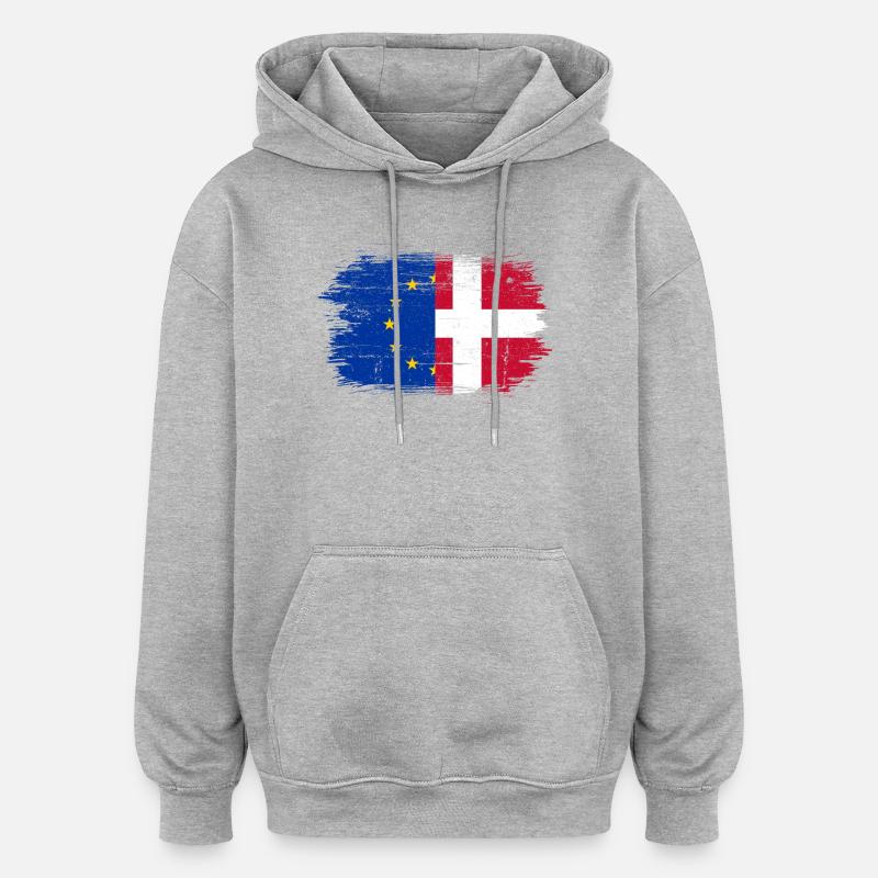 UE Danemark Drapeau Fusion - Sweat à capuche oversize unisexe - gris chiné