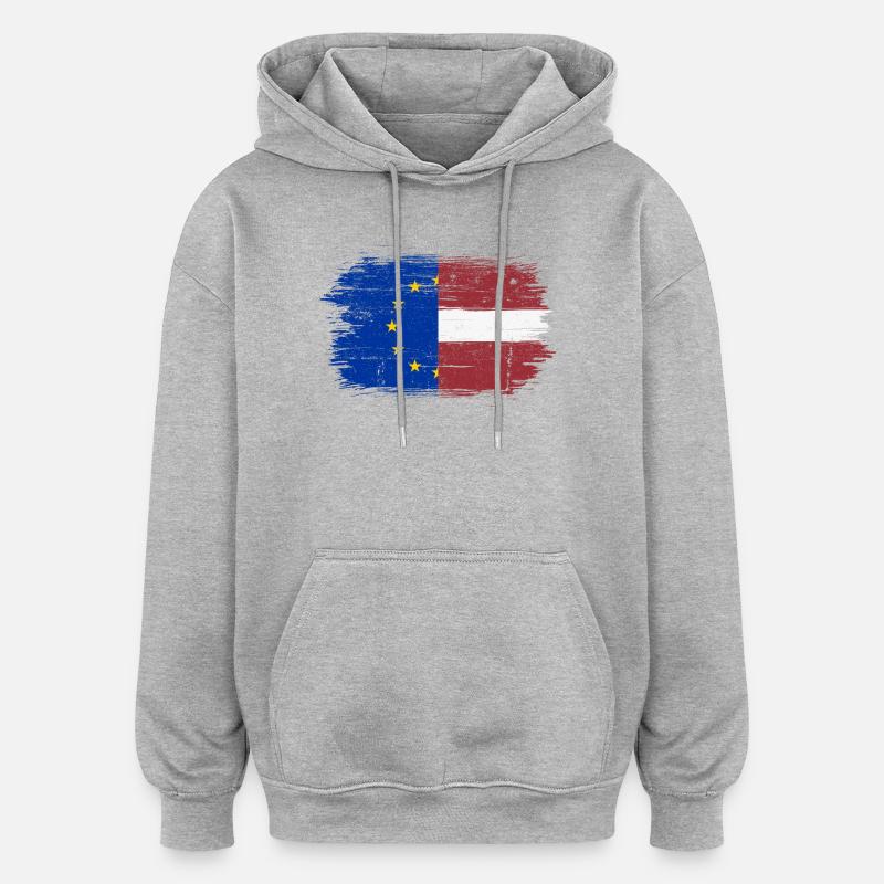 Eu europe lettonie drapeau - Sweat à capuche oversize unisexe - gris chiné