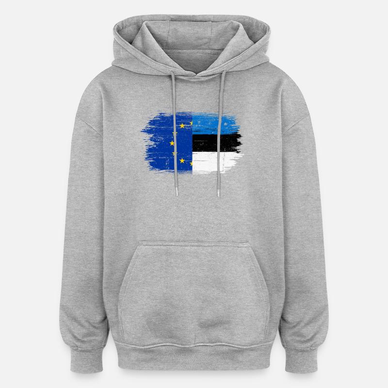 Fusion du drapeau UE-Allemagne - Sweat à capuche oversize unisexe - gris chiné