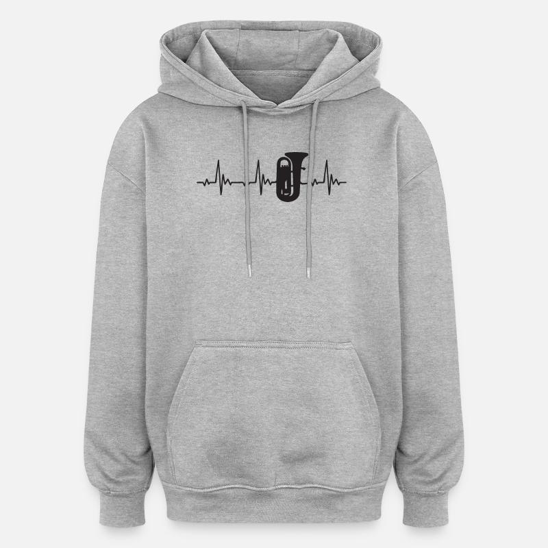 Tuba Heartbeat Frequency Pulse ECG - Sweat à capuche oversize unisexe - gris chiné