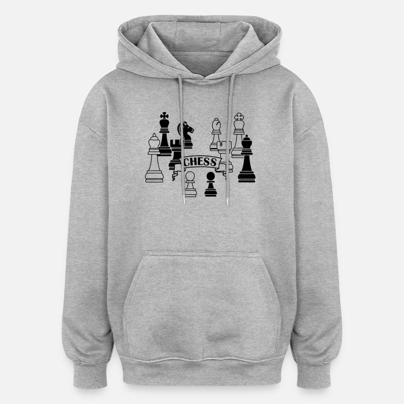 Pièces d’échecs - Sweat à capuche oversize unisexe - gris chiné