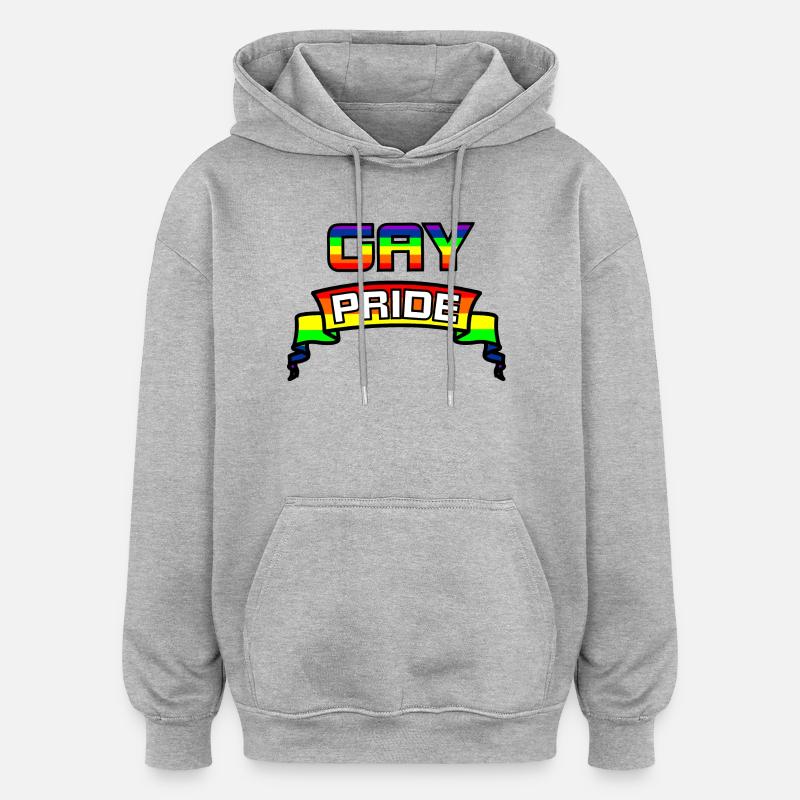 Logo de la RAINBOW GAY PRIDE - Sweat à capuche oversize unisexe - gris chiné