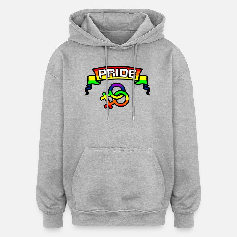 Rainbow lesbies fier logo 2 - Sweat à capuche oversize unisexe - gris chiné