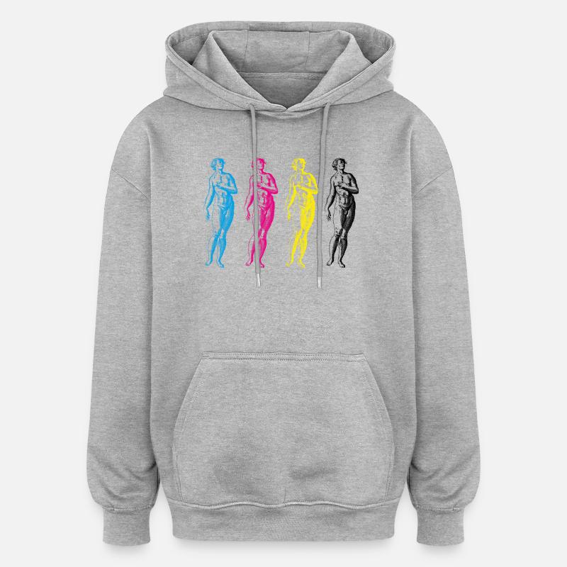 Statues CMJN - Sweat à capuche oversize unisexe - gris chiné