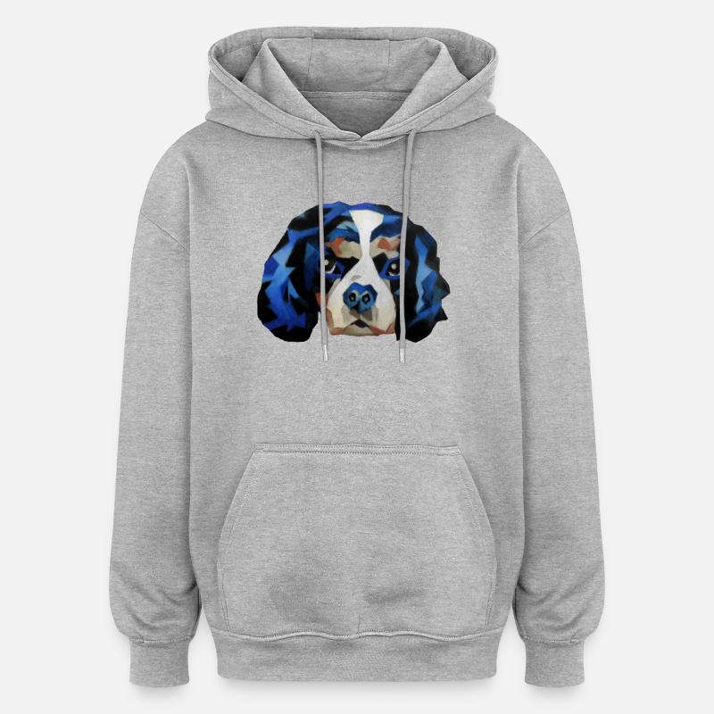 Épagneul Cavalier King Charles - Sweat à capuche oversize unisexe - gris chiné
