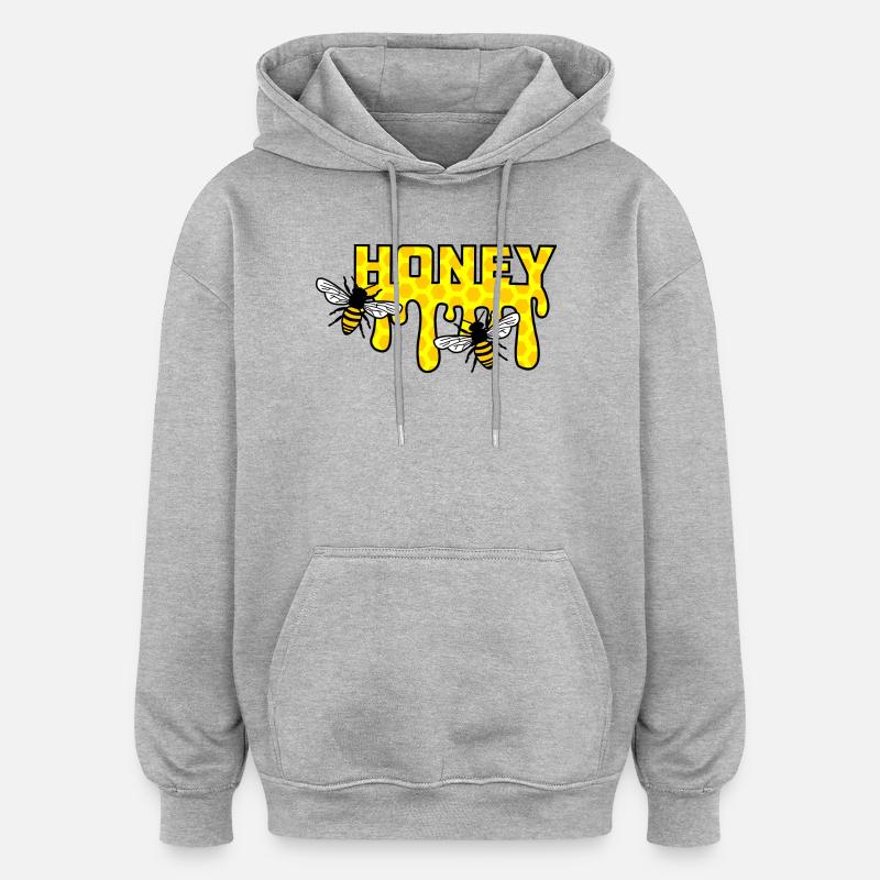 Bienen Honig Imker Logo - Oversized Unisex Hoodie - Grau meliert
