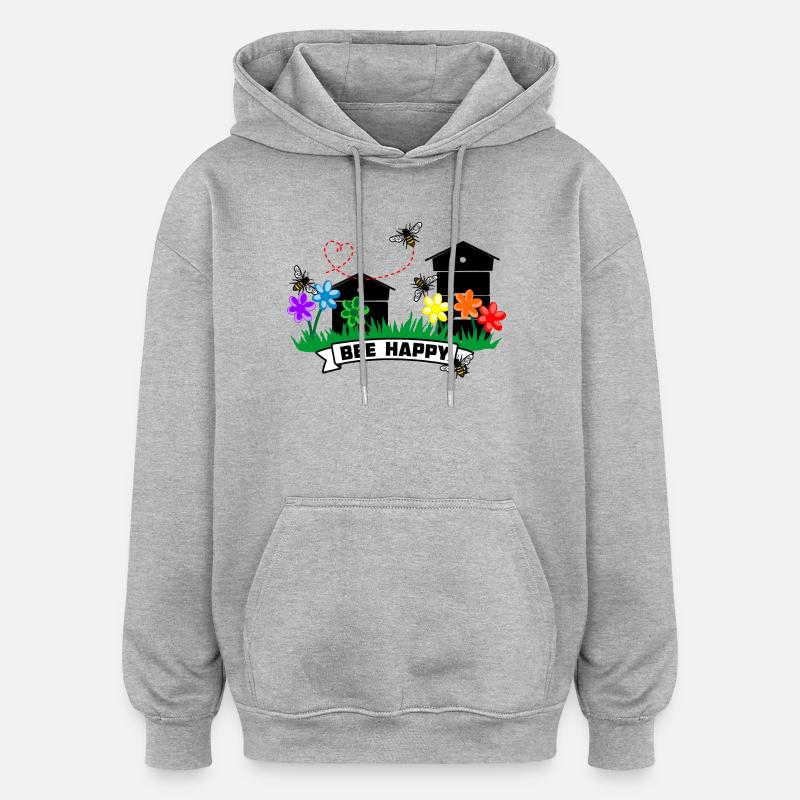 Serres à miel et fleurs - Sweat à capuche oversize unisexe - gris chiné