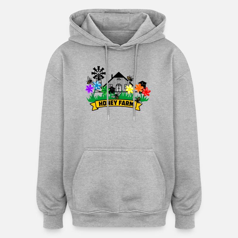 Ferme de miel - Sweat à capuche oversize unisexe - gris chiné
