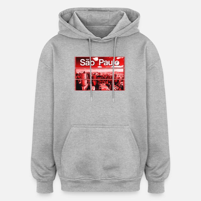 Rote Stadtsilhouette São Paulo - Oversized Unisex Hoodie - Grau meliert