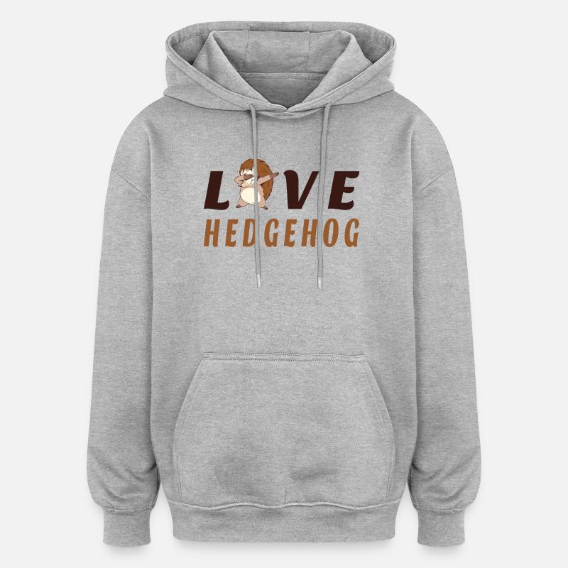 Liebe Igel - Oversized Unisex Hoodie - Grau meliert