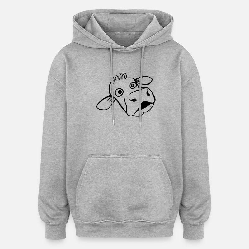Kuh - Oversized Unisex Hoodie - Grau meliert
